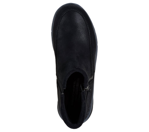 Ghete sport, dama, SKECHERS EASY GOING - INTO FALL 168031-BLK negru, piele ecologica